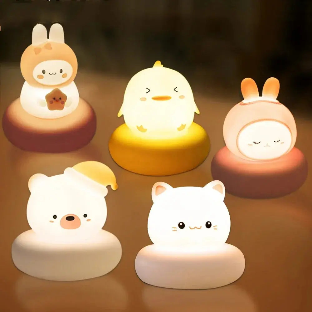 Cute Animal Night Light Novelty 3 Level Dimmable Nursery Nightlight USB Rechargeable Table Lamp for Breastfeeding Toddler Baby Trikidsworld