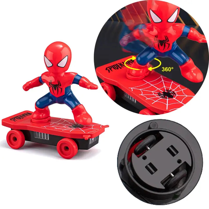 Spider-Man Skateboard Toys Anime Boy Automatic Flip Rotation Skateboard Acousto-optic Car Electric Music Stunt Scooters Toy Gift Trikidsworld