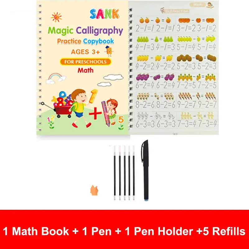Sank Magic Practice Copybook Pen Preschools Kids Calligraphy English Verison Free Wiping Children Reusable Writing Book Trikidsworld