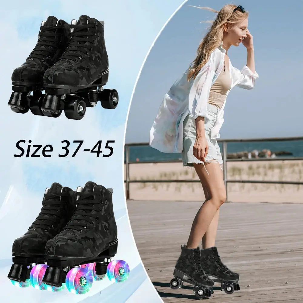 Outdoor Double Row Roller Skates – 4-Wheel Flashing Skates for All Ages Trikidsworld