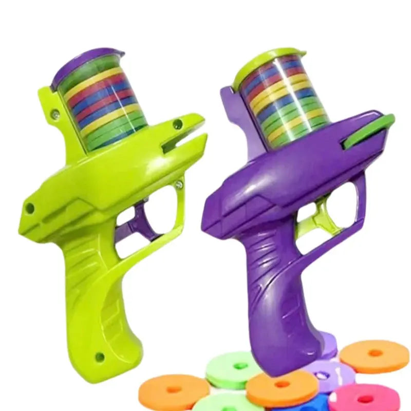 Kids Outdoor Game Foam Disc Gun Toy Flying Disc Shooting Launcher Gun Double Parent-child Interactive Children Toy Trikidsworld