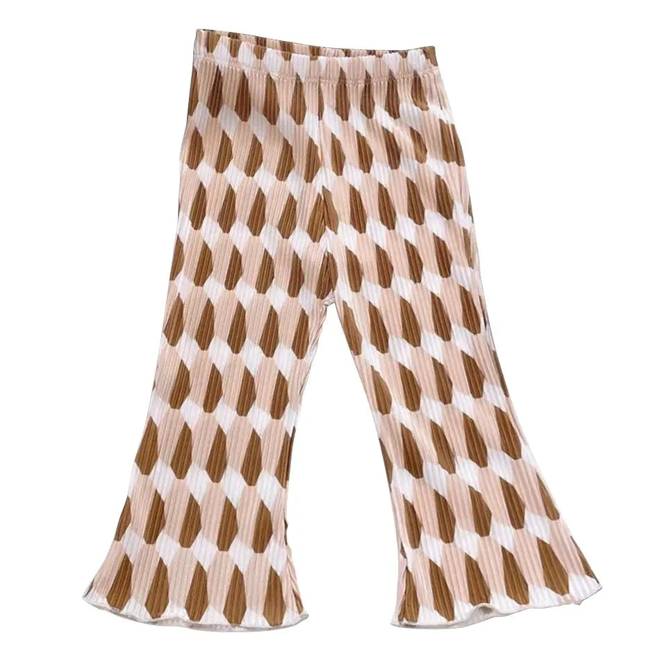 Elegant Playful Girls Floral Polka Dot Flared Pants Summer Autumn Outdoor Casual Bottoms Children Kids Cartoon Fashion Capris Trikidsworld