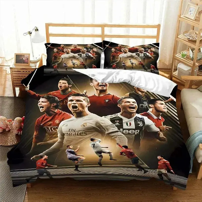 Football Star CR7 Soccer Bedding Set Boys Girls Twin Queen Size Duvet Cover Pillowcase Bed Boys Adult Fashion Home Textileextile Trikidsworld