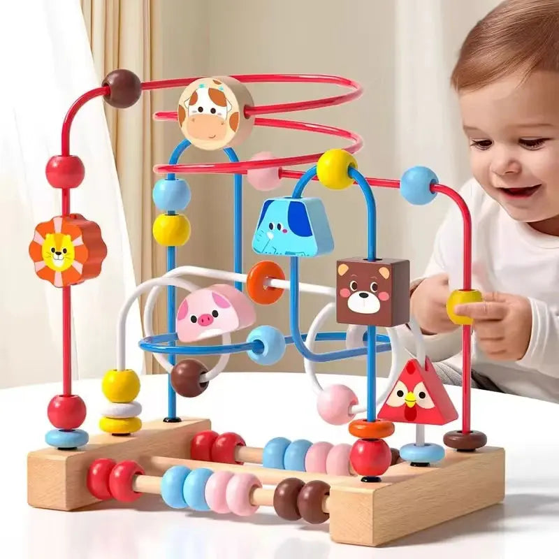 Montessori Wooden Bead Maze & Abacus Toy for Toddlers 1–3 Years Trikidsworld