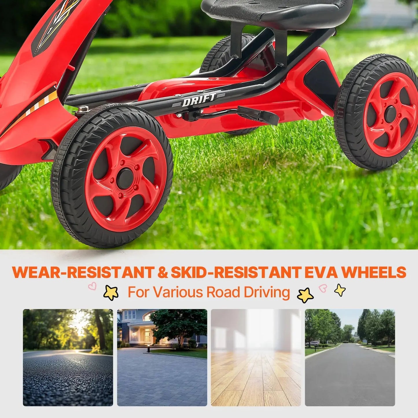 VEVOR 66lbs Kids Pedal Go Kart 4 Wheel Off-Road Pedal Ride On Toys with Adjustable Seat Outdoor Racer Pedal Car for Boys & Girls Trikidsworld