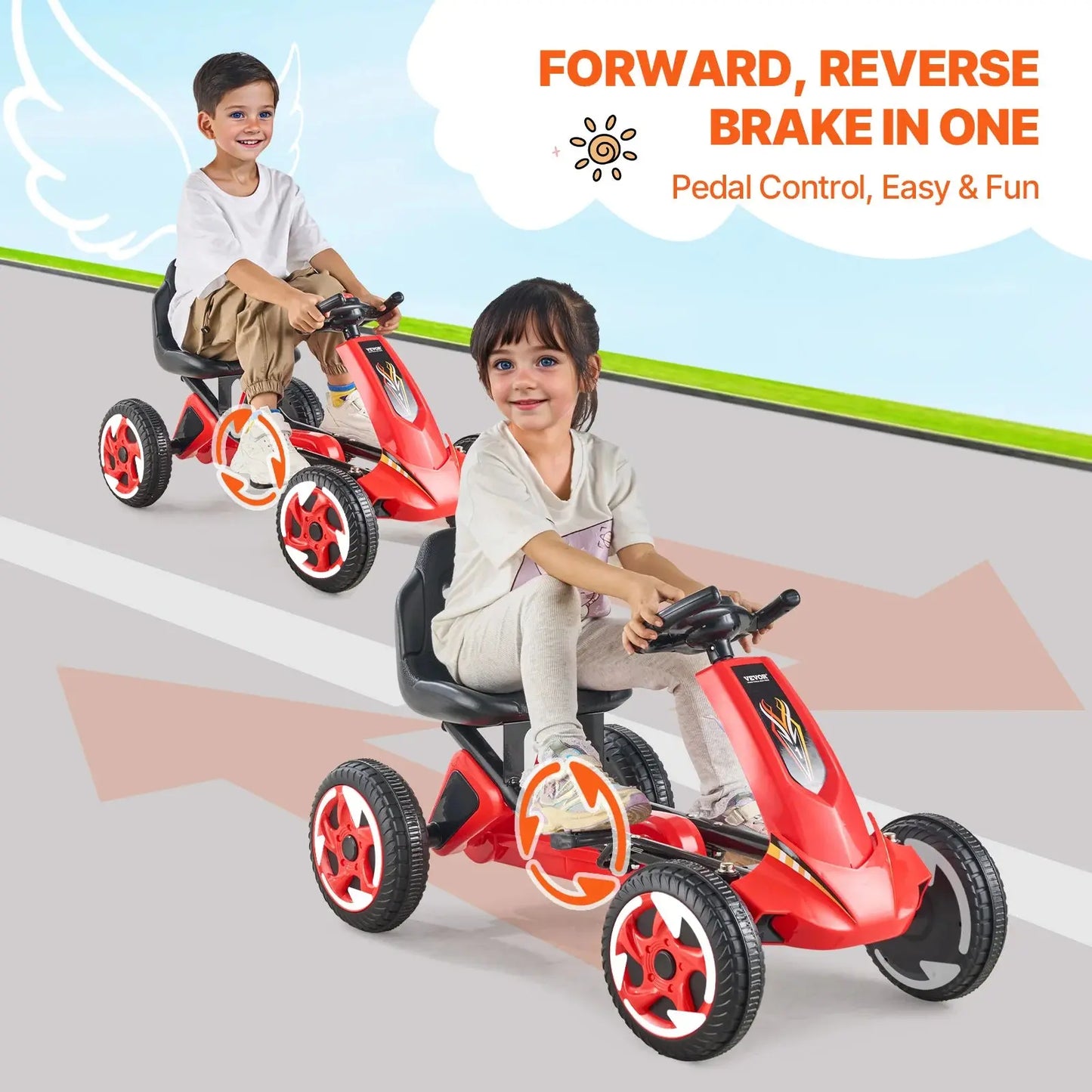 VEVOR 66lbs Kids Pedal Go Kart 4 Wheel Off-Road Pedal Ride On Toys with Adjustable Seat Outdoor Racer Pedal Car for Boys & Girls Trikidsworld