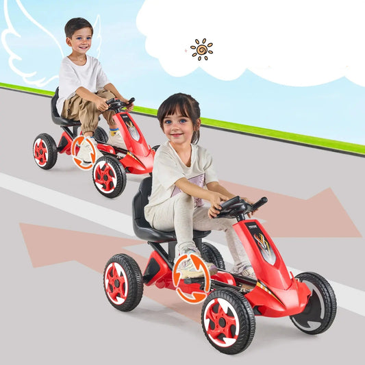 VEVOR 66lbs Kids Pedal Go Kart 4 Wheel Off-Road Pedal Ride On Toys with Adjustable Seat Outdoor Racer Pedal Car for Boys & Girls Trikidsworld