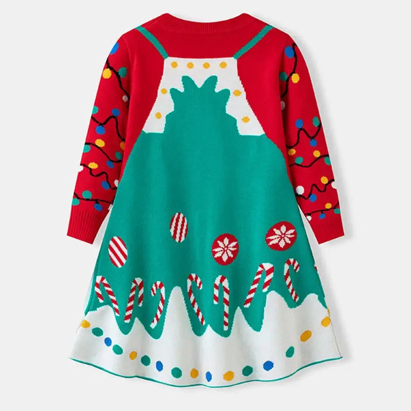 Christmas Deer Girls Fashion Autumn Winter Cute Knitted Sweater Christmas Long Sleeve Dress 2-6Yrs Children Party Sweet Clothing Trikidsworld