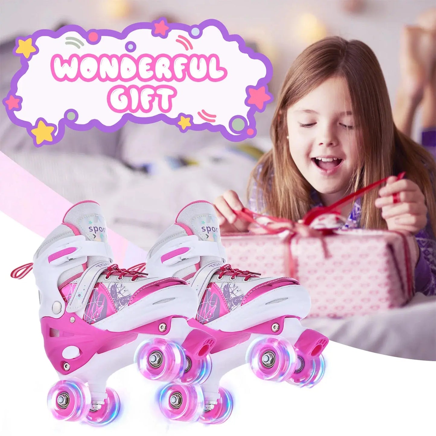 Adjustable Light-Up Roller Skates for Kids – Girls & Boys 4 Sizes Trikidsworld