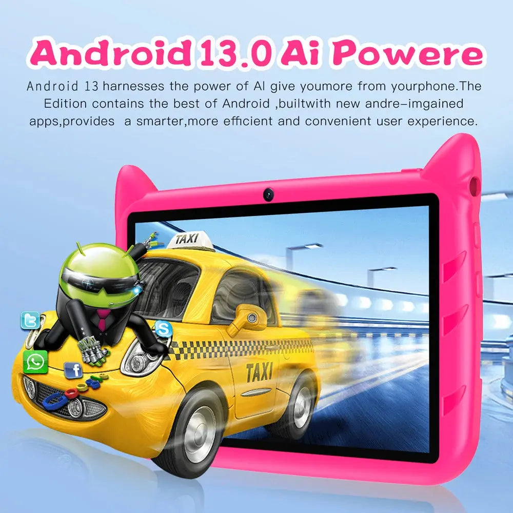 BDF 7" Kids Tablet – Android 13, 4GB+64GB, 1TB Expandable, 5G WiFi, 4000mAh, Dual Trikidsworld