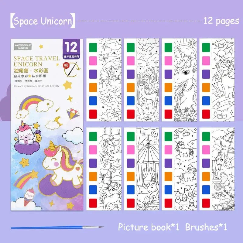 12 pages Children's Watercolor Coloring Book,Drawing Toys For Children Birthday, Thanksgiving, Halloween, Easter, Christmas gift Trikidsworld