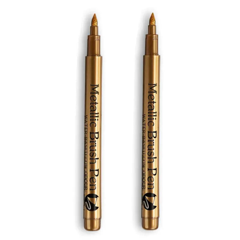 2/1Pc Brush Metallic Marker Pens Gold Silver Color Permanent Art Marker For Manga Crafts Scrapbooking School Stationery Supplies Trikidsworld