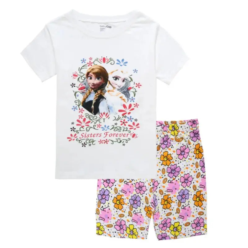 Summer Kids Pyjamas Children Sleepwear Baby Set Elsa Girls Minnie Short sleeved Pijamas Cotton Nightwear Clothes Pajamas Sets Trikidsworld
