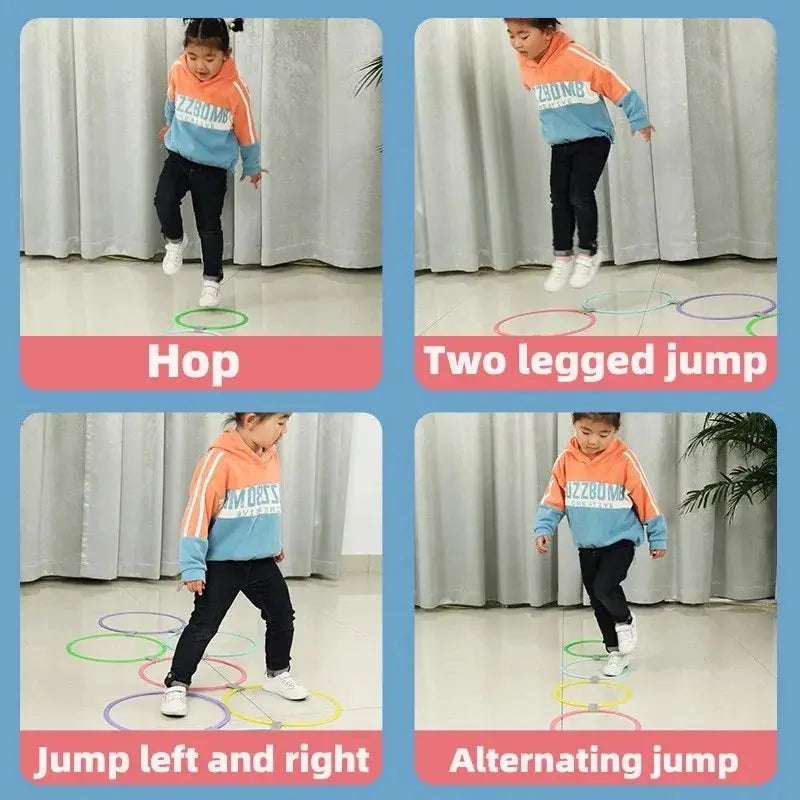 Outdoor Kids Funny Physical Training Sport Toys Lattice Jump Ring Set Game with 10 Hoops 10 Connectors for Park Play Boys Girls Trikidsworld