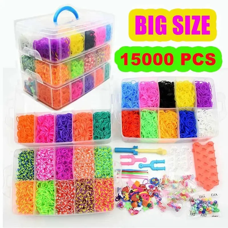 DIY Handmade Rubber Bands Loom Weaving Tool Box Bracelet Kit Toys for Children Knitting Elastic Art Crafts Beaded Toys Girls Trikidsworld