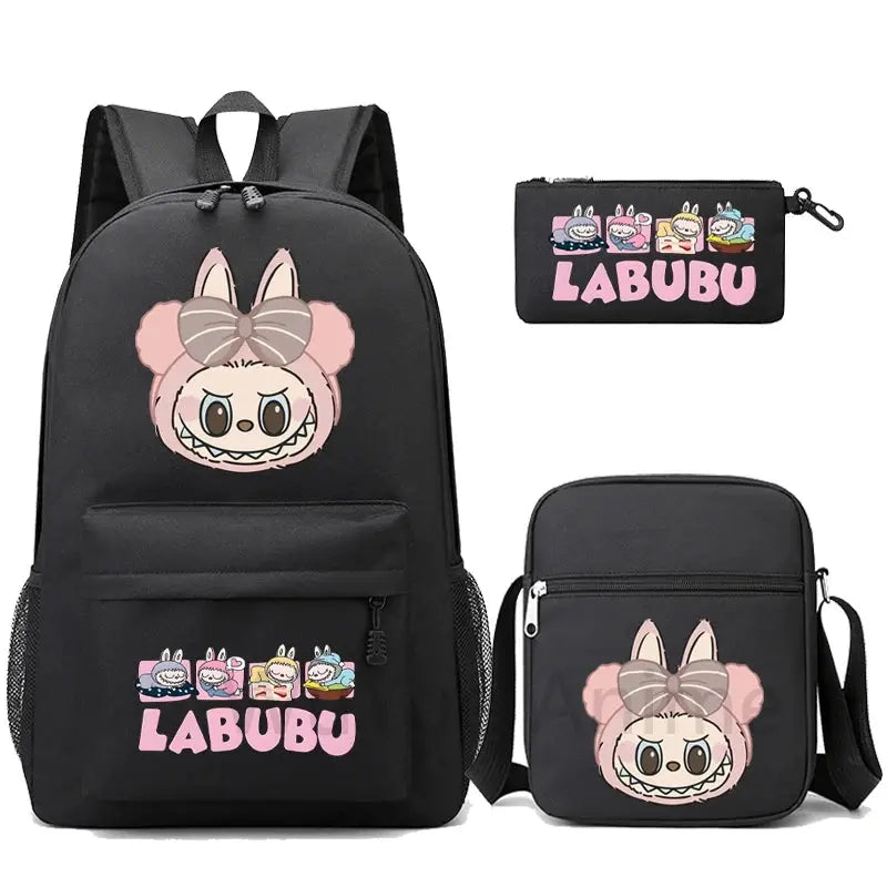 3Pcs/set Cartoon Printed Backpack Teenager Student Boy Girl Schoolbag Larger Capacity Bagpack Travel Bag Kid Gift Mochila Trikidsworld