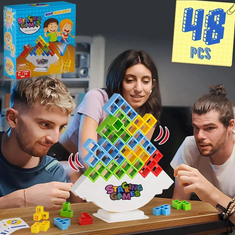Building Block Brick Toy Balance Stacked Tetra Tower Game Swing High Building Blocks Stack Desktop Toy for Children Best Gift Trikidsworld