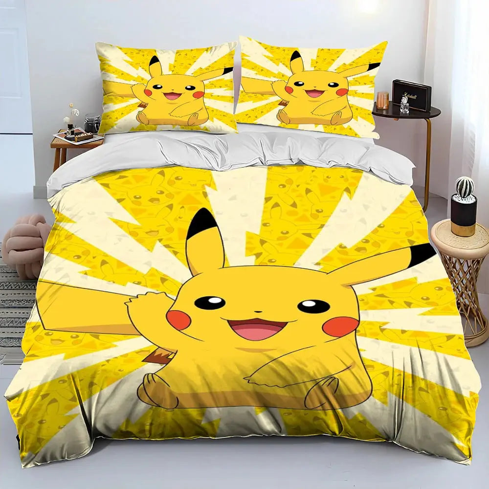 Pikachu Pokémon 3D Bedding Set – Duvet Cover & Pillowcase for Kids Trikidsworld