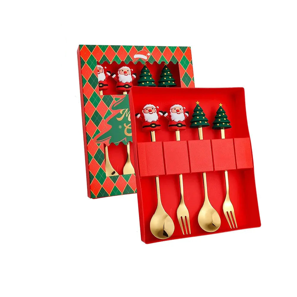 Christmas Decorations Home Christmas Table Decor Stainless SpoonsFork Cutlery Set Elk Xmas Tree New Year 2026 Navidad 2025 Gifts Trikidsworld