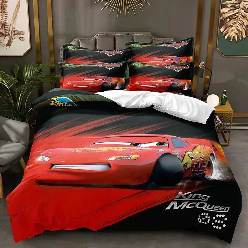 Cartoon Cars Bedding Set Lightning McQueen Duvet Cover Boy's Bedclothes Bed Linen Gift for Kids Trikidsworld