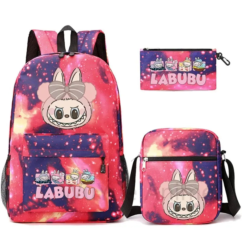 3Pcs/set Cartoon Printed Backpack Teenager Student Boy Girl Schoolbag Larger Capacity Bagpack Travel Bag Kid Gift Mochila Trikidsworld