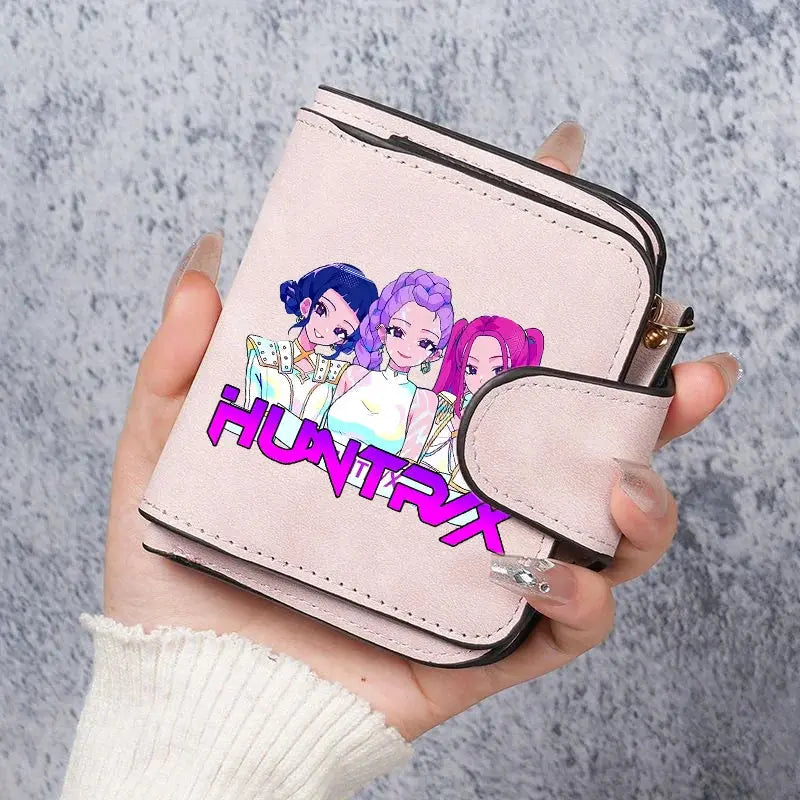 KPop Demon Hunters Leather PU Women's Short Wallet Fashion Casual Trifold Buckle Wallets Multi-Card Holder Cute Anime Coin Purse Trikidsworld