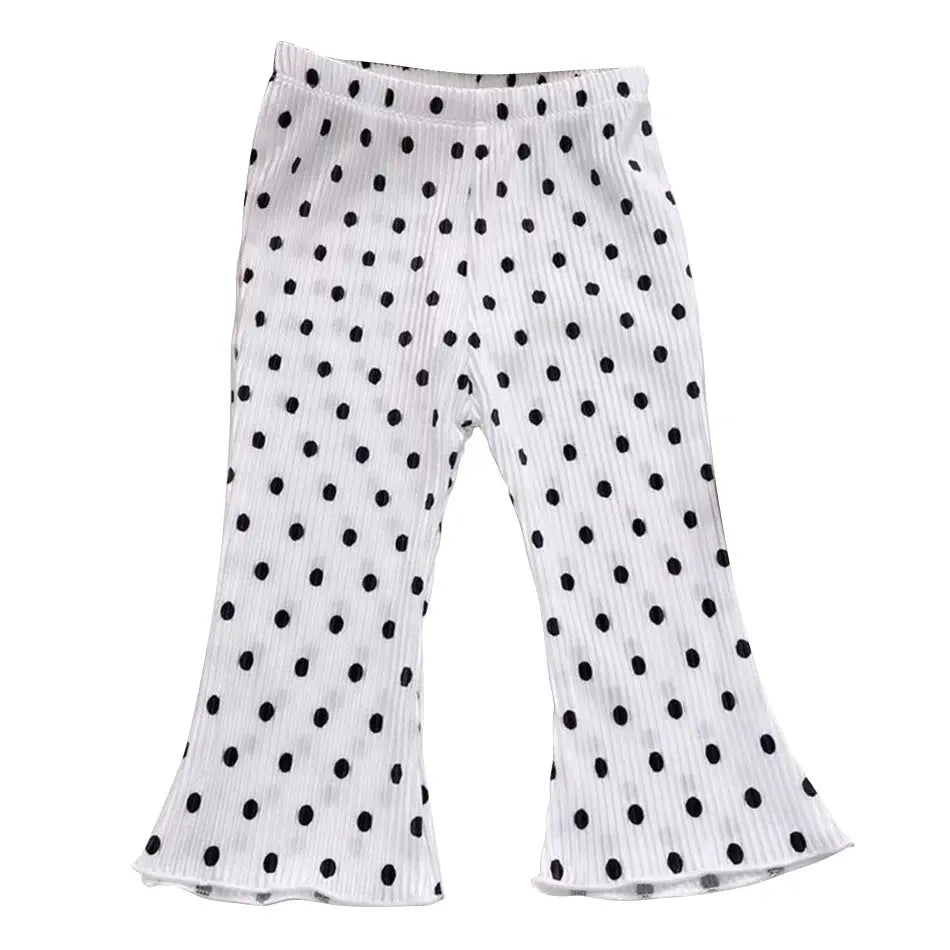 Elegant Playful Girls Floral Polka Dot Flared Pants Summer Autumn Outdoor Casual Bottoms Children Kids Cartoon Fashion Capris Trikidsworld