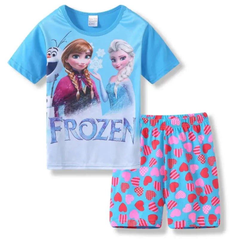 Summer Kids Pyjamas Children Sleepwear Baby Set Elsa Girls Minnie Short sleeved Pijamas Cotton Nightwear Clothes Pajamas Sets Trikidsworld