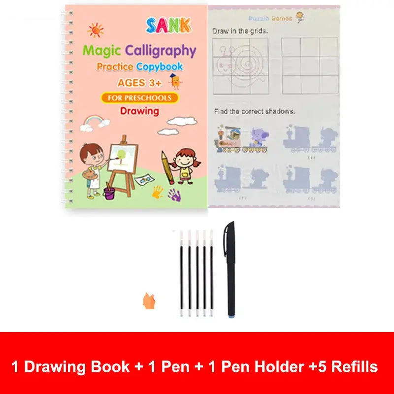 Sank Magic Practice Copybook Pen Preschools Kids Calligraphy English Verison Free Wiping Children Reusable Writing Book Trikidsworld