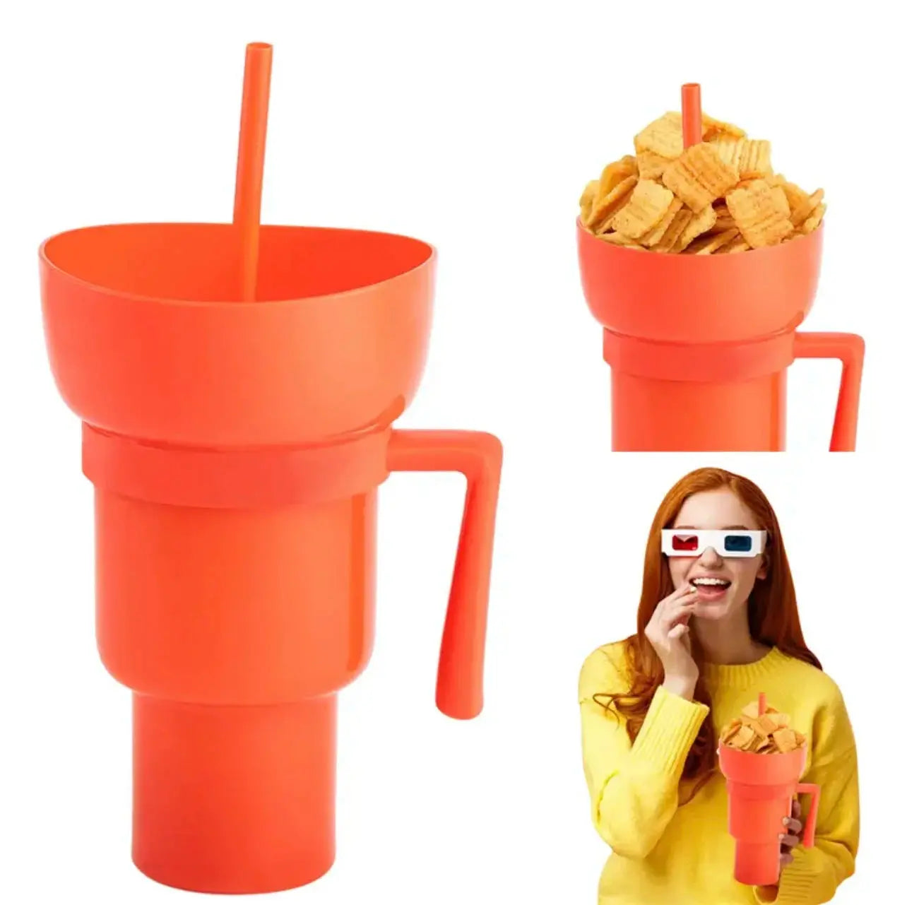 New 2 IN 1 Creative Popcorn Snack Cup Integrated Beverage Cup With Handle Portable Beverage Cup Novel Design And Many Functions Trikidsworld