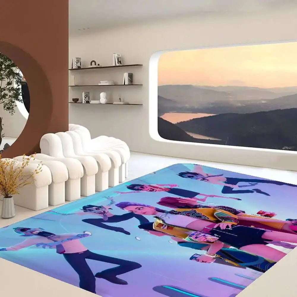 Kpop D-demon Hunters Floor Mat Rectangle Anti-slip Home Soft Badmat Front Door Indoor Outdoor Mat Welcome Doormat Trikidsworld