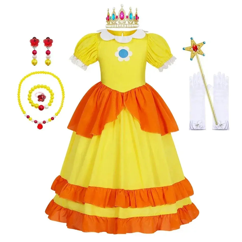 Peach Costume Girl Rosalina Dress Daisy Cosplay Children Birthday Party Dresses for Girls Trikidsworld