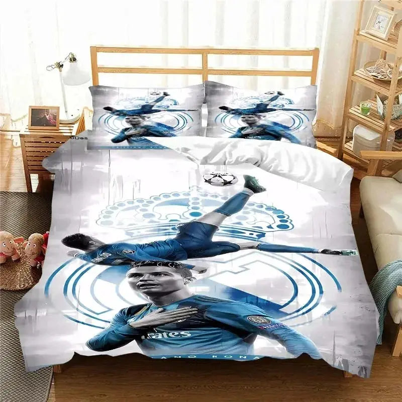 Football Star CR7 Soccer Bedding Set Boys Girls Twin Queen Size Duvet Cover Pillowcase Bed Boys Adult Fashion Home Textileextile Trikidsworld
