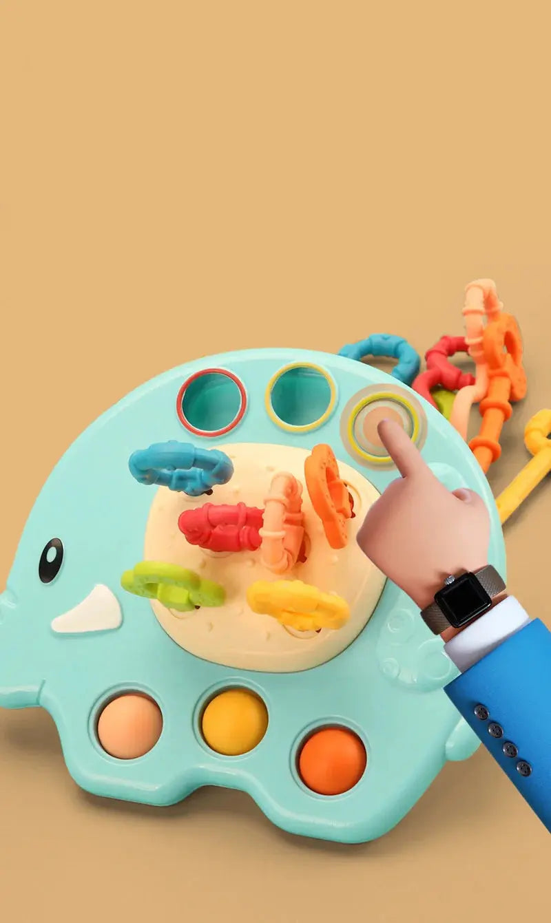 Baby Montessori Pull String Sensory Toys – Teething & Activity Silicone Toys for 6-12 Months Trikidsworld
