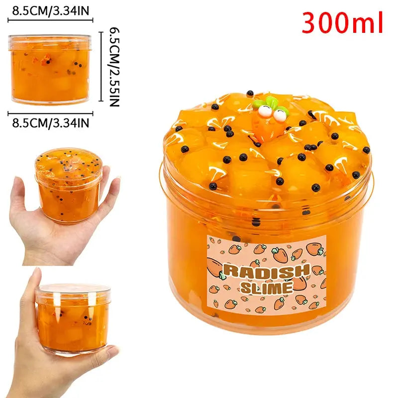 70/300ml Large Crunchy Crystal Slime Kit - Leaf Watermelon Grape Premade Slime Pack Set Non-Sticky Jelly Cube Slime for Party Trikidsworld