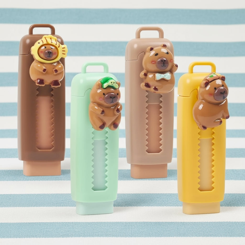 1/4pcs Capybara Erasers Set Cartoon Design 4B Eraser Retractable for Drawing Exams Kids Students Back to School Stationery A3013 Trikidsworld