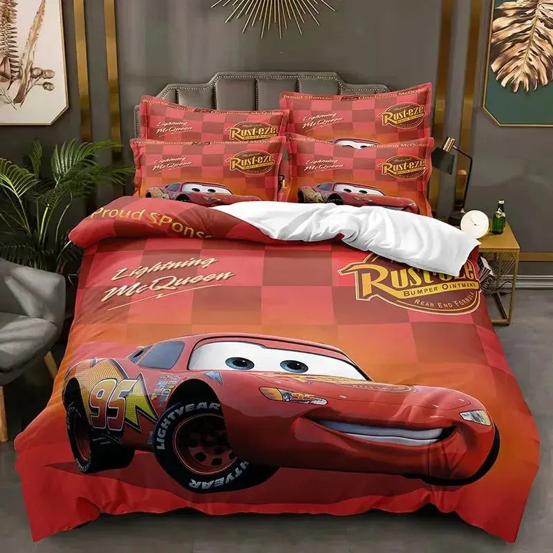 Cartoon Cars Bedding Set Lightning McQueen Duvet Cover Boy's Bedclothes Bed Linen Gift for Kids Trikidsworld