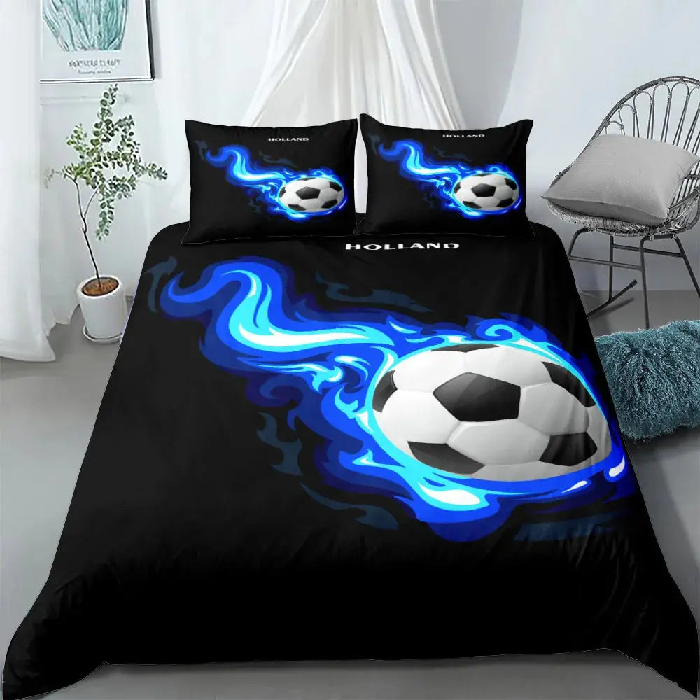 Watercolor Soccer Children Duvet Cover Set King Queen Double Full Twin Single Size Bed Linen Set Trikidsworld