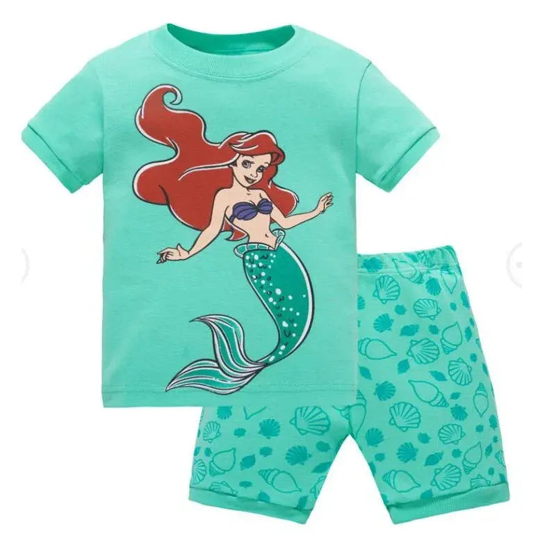 Summer Kids Pyjamas Children Sleepwear Baby Set Elsa Girls Minnie Short sleeved Pijamas Cotton Nightwear Clothes Pajamas Sets Trikidsworld