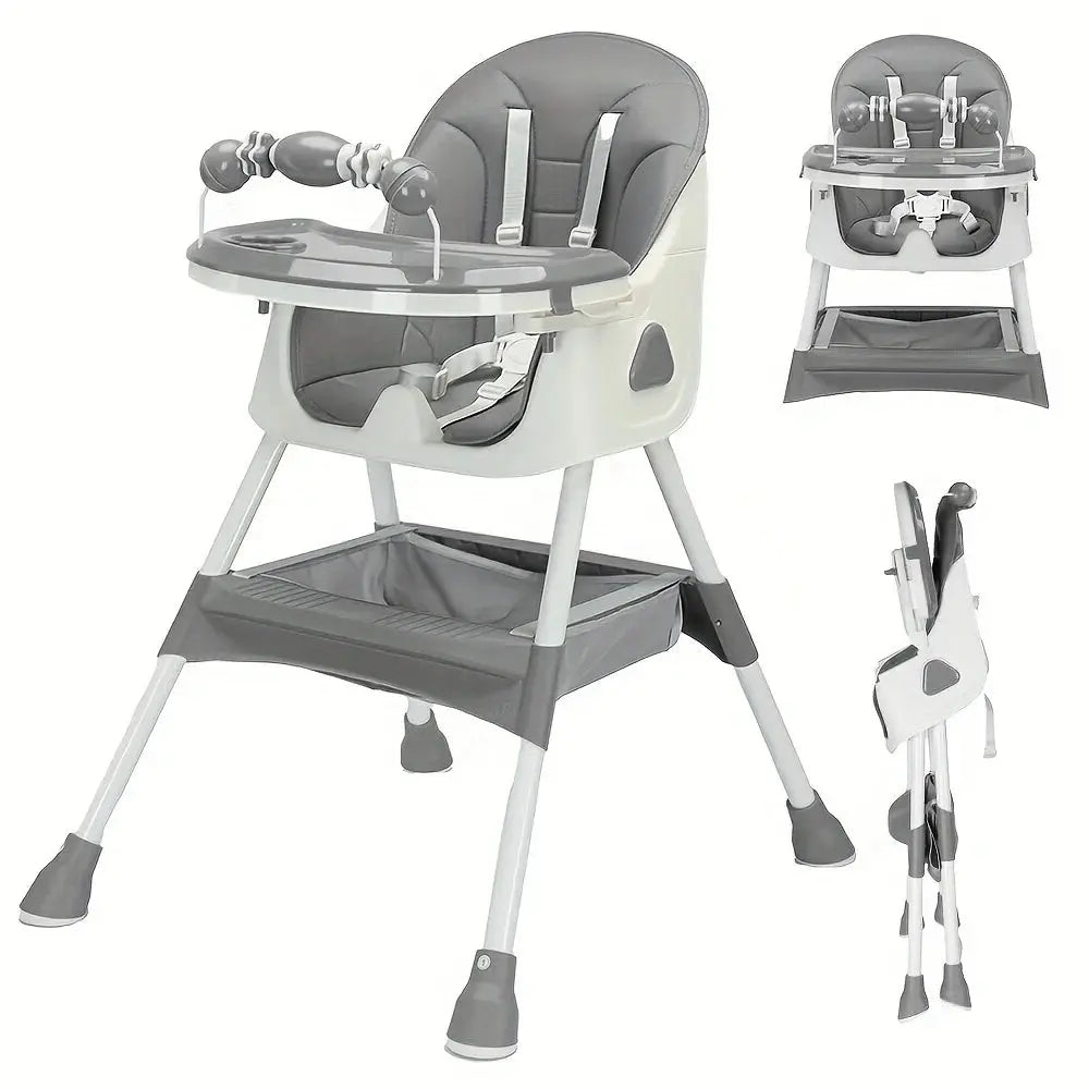 Foldable Baby High Chair with Toy Rack & Safety Pad Trikidsworld
