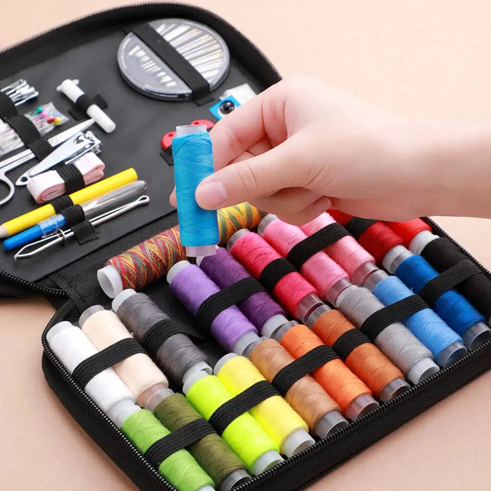 Complete Sewing Kit with Threads Needles Scissors Tape Measure Buttons Portable Travel DIY Embroidery Handwork Sewing Tool Set Trikidsworld