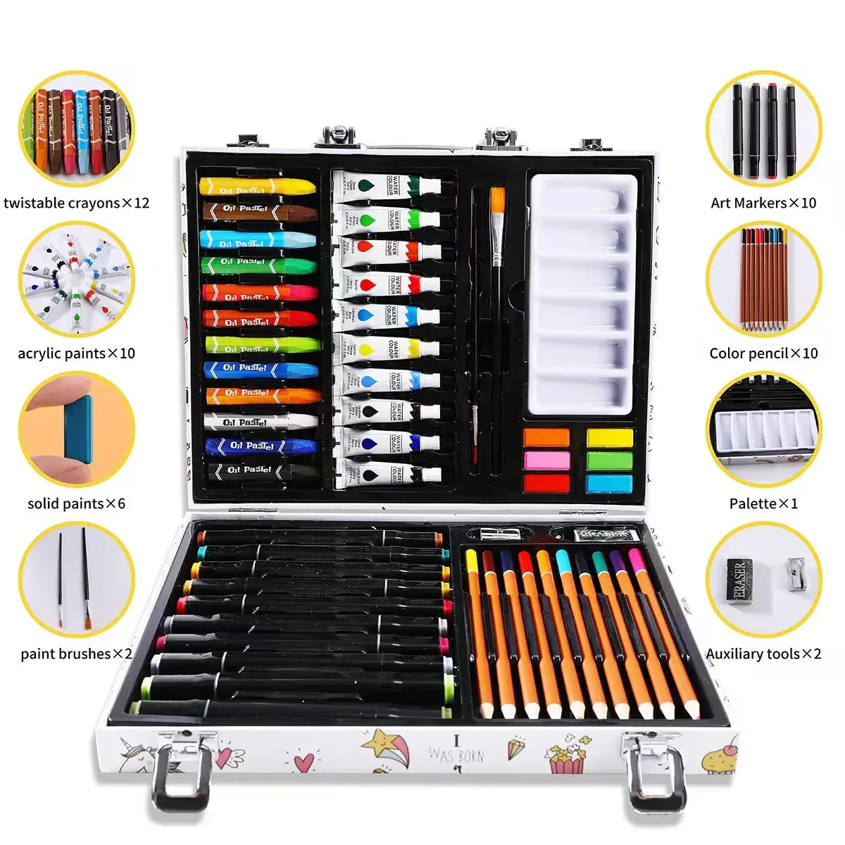53 pcs Art Painting Set Gift for Kids DIY Drawing Painting with Markers Pigments Brush Set Stationery Supply Trikidsworld