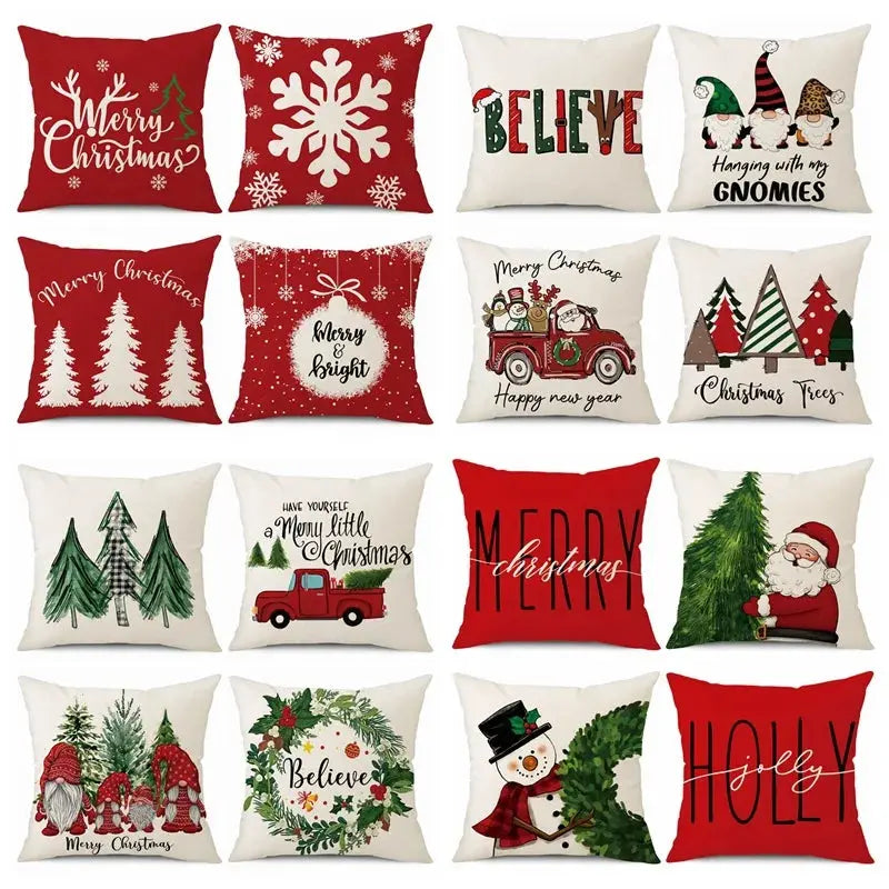 45cm Merry Christmas Cushion Cover Pillowcase 2024 Christmas Decorations for Home Ornament Happy New Year Christmas Decor 2025 Trikidsworld