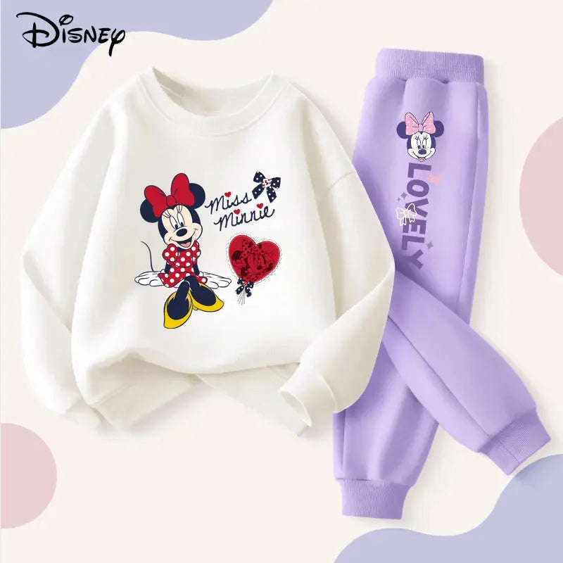 Disney Minnie Printing Baby Girls Clothes Set Autumn Children Sweatshirt Top and Pants Bottom 2 Piece Suit Casual Tracksuit Trikidsworld