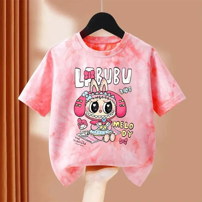 Girls Boys Children Cartoon Tie-dye Short Sleeve T-shirt Summer Cartoon Cotton Clothes Kids Cute Tee Top Birthday Gifts Trikidsworld