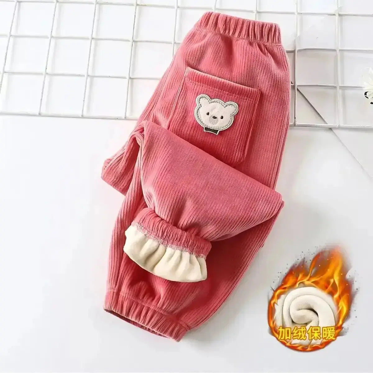 Kids Warm Pants Autumn Winter Girls Thicken Trousers Baby Boys Cute Bear Print Children Casual Harem Pants Trikidsworld