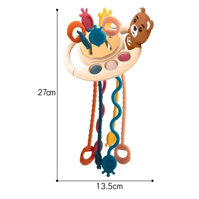 Baby Montessori Pull String Sensory Toys – Teething & Activity Silicone Toys for 6-12 Months Trikidsworld