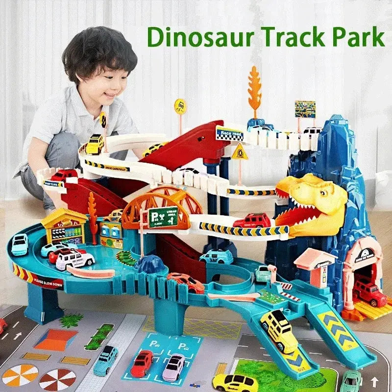 Electric Dinosaur Mountain Track Car Adventure Game Racing Rail Car Toys Track Interactive Train Children's Educational Toys Trikidsworld