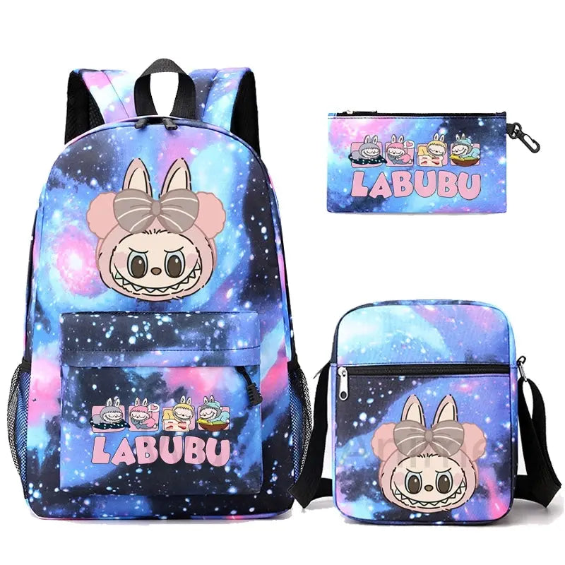 3Pcs/set Cartoon Printed Backpack Teenager Student Boy Girl Schoolbag Larger Capacity Bagpack Travel Bag Kid Gift Mochila Trikidsworld