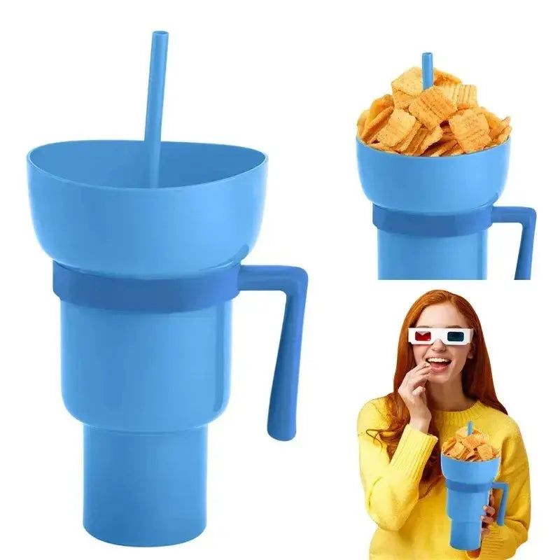 New 2 IN 1 Creative Popcorn Snack Cup Integrated Beverage Cup With Handle Portable Beverage Cup Novel Design And Many Functions Trikidsworld